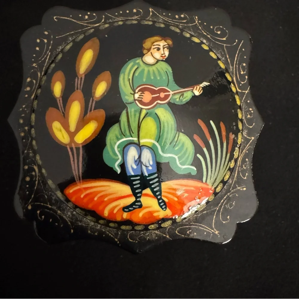 Set of 4 Russian Lacquer Trinket Boxes - Folklore Inagery